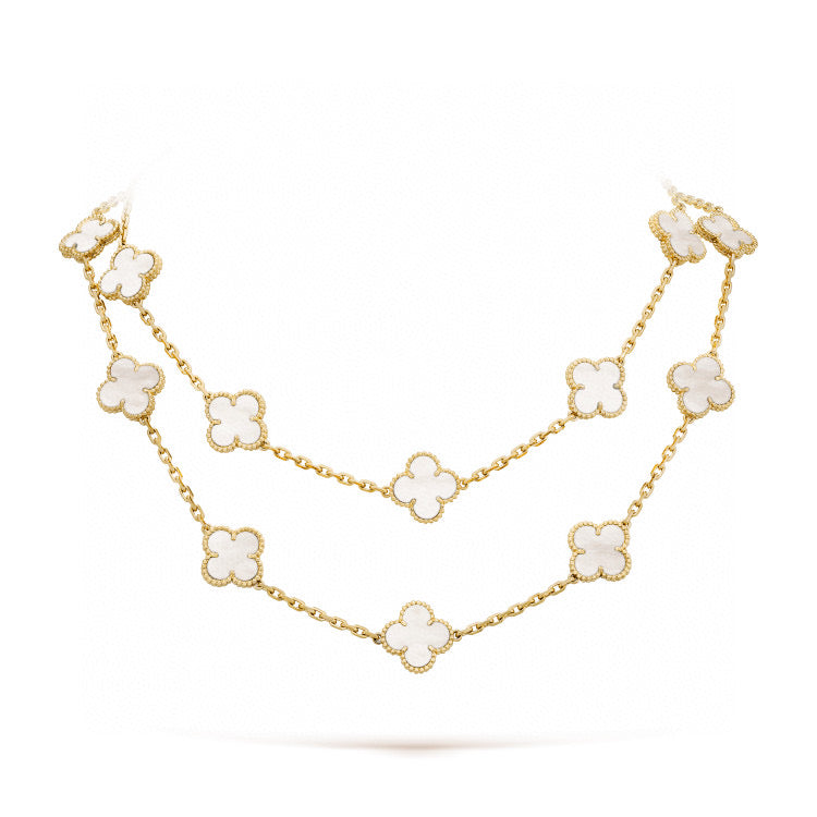 ¡®Lume Jewels¡¯CLOVER 20 MOTIFS WHITE MOP NECKLACE