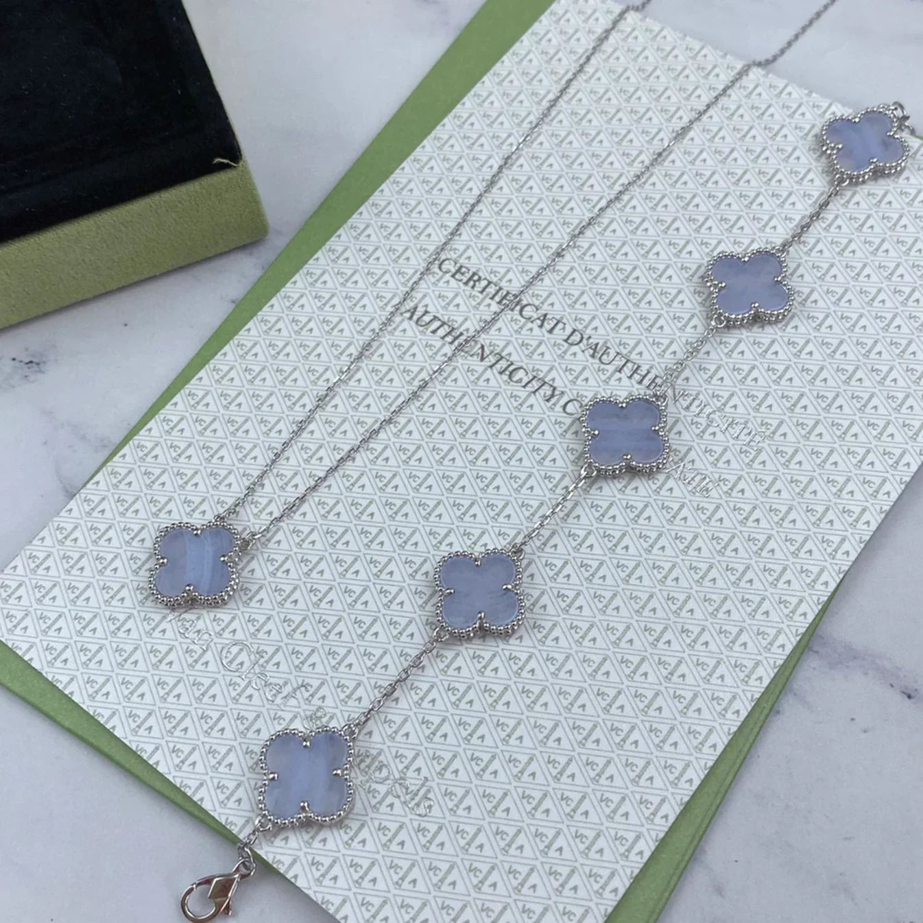 [Lume Jewels]New  CLOVER 5 MOTIF PURPLE CHALCEDONY BRACELET COLLECTION