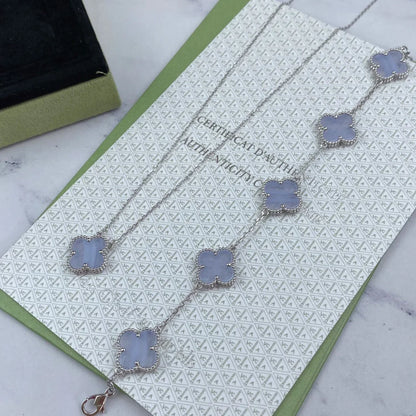 [Lume Jewels]New  CLOVER 5 MOTIF PURPLE CHALCEDONY BRACELET COLLECTION