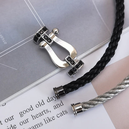¡®Lume Jewels¡¯FORCE LARGE HORSESHOE BLACK DIAMOND BRACELET SILVER