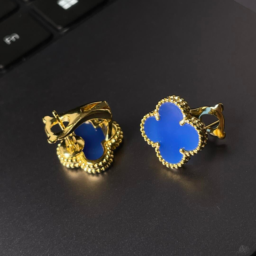 [Lume Jewels] CLOVER LARGE (20mm) 1 MOTIFS BLUE MOP STUD EARRINGS