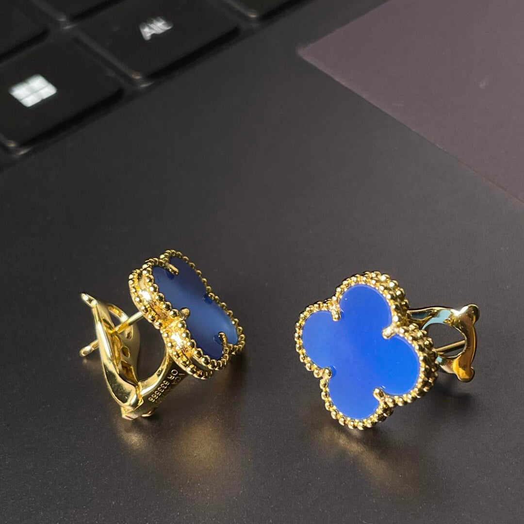 [Lume Jewels] CLOVER LARGE (20mm) 1 MOTIFS BLUE MOP STUD EARRINGS