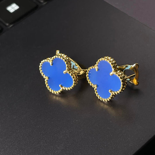 [Lume Jewels] CLOVER LARGE (20mm) 1 MOTIFS BLUE MOP STUD EARRINGS