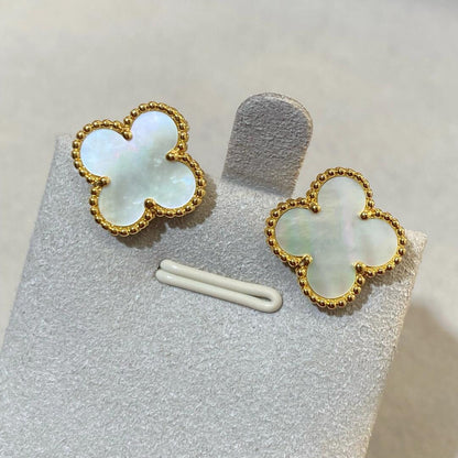 [Lume Jewels] CLOVER LARGE (20mm) 1 MOTIFS WHITE MOP STUD EARRINGS