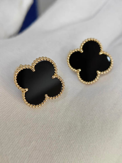 [Lume Jewels] CLOVER 20MM BLACK MOP EARRINGS