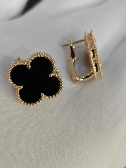 [Lume Jewels] CLOVER 20MM BLACK MOP EARRINGS