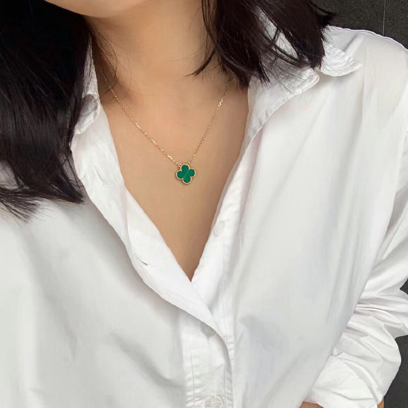 ¡®Lume Jewels¡¯CLOVER 15MM MALACHITE SINGLE FLOWER  NECKLACE