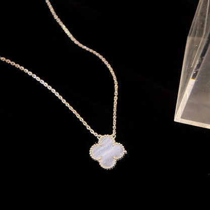 ¡®Lume Jewels¡¯CLOVER 15MM BLUE CHALCEDONY NECKLACE SILVER