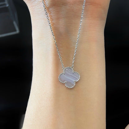 ¡®Lume Jewels¡¯CLOVER 15MM BLUE CHALCEDONY NECKLACE SILVER