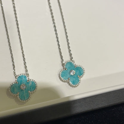 ¡®Lume Jewels¡¯CLOVER 15MM DIAMOND SVRES PORCELAIN  NECKLACE SILVER