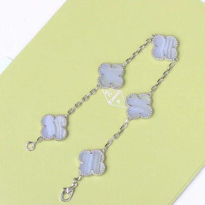 [Lume Jewels]New  CLOVER 5 MOTIF PURPLE CHALCEDONY BRACELET COLLECTION