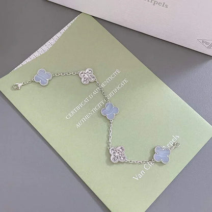 [Lume Jewels]New  CLOVER 5 MOTIF PURPLE CHALCEDONY BRACELET COLLECTION