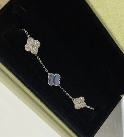 [Lume Jewels]New  CLOVER 5 MOTIF PURPLE CHALCEDONY BRACELET COLLECTION
