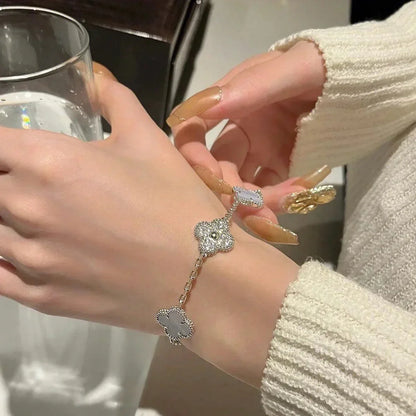 [Lume Jewels]New  CLOVER 5 MOTIF PURPLE CHALCEDONY BRACELET COLLECTION