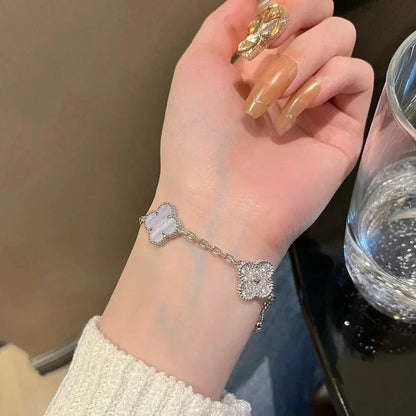 [Lume Jewels]New  CLOVER 5 MOTIF PURPLE CHALCEDONY BRACELET COLLECTION
