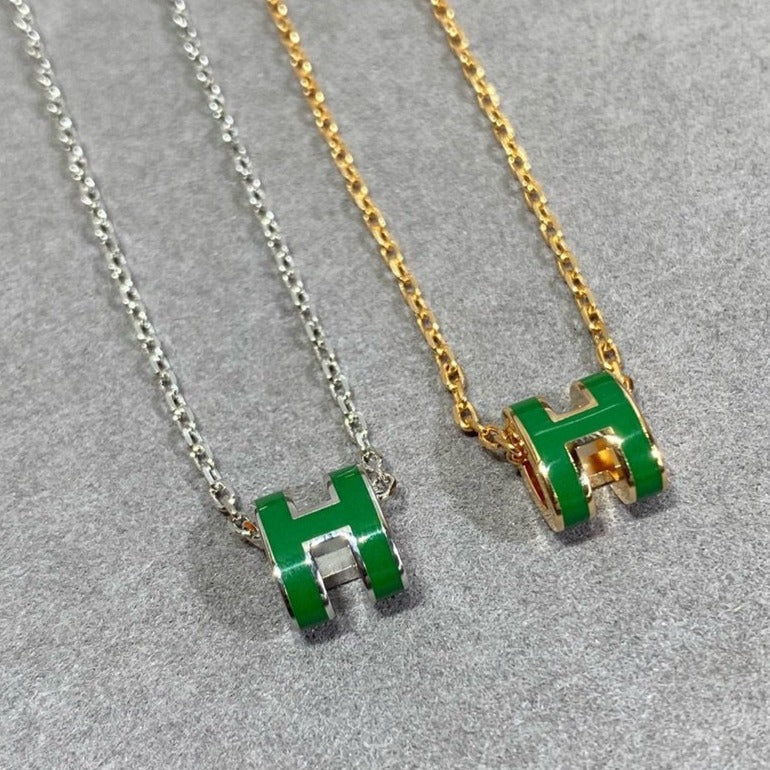¡®Lume Jewels¡¯POP H GREEN NECKLACE SILVER AND GOLD