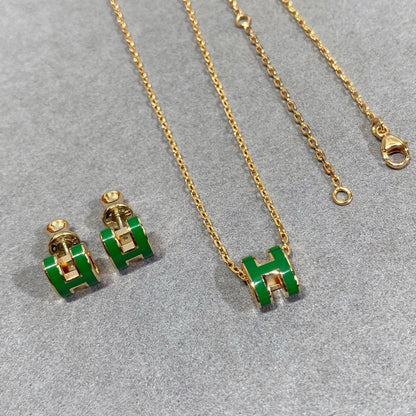 ¡®Lume Jewels¡¯POP H GREEN NECKLACE SILVER AND GOLD