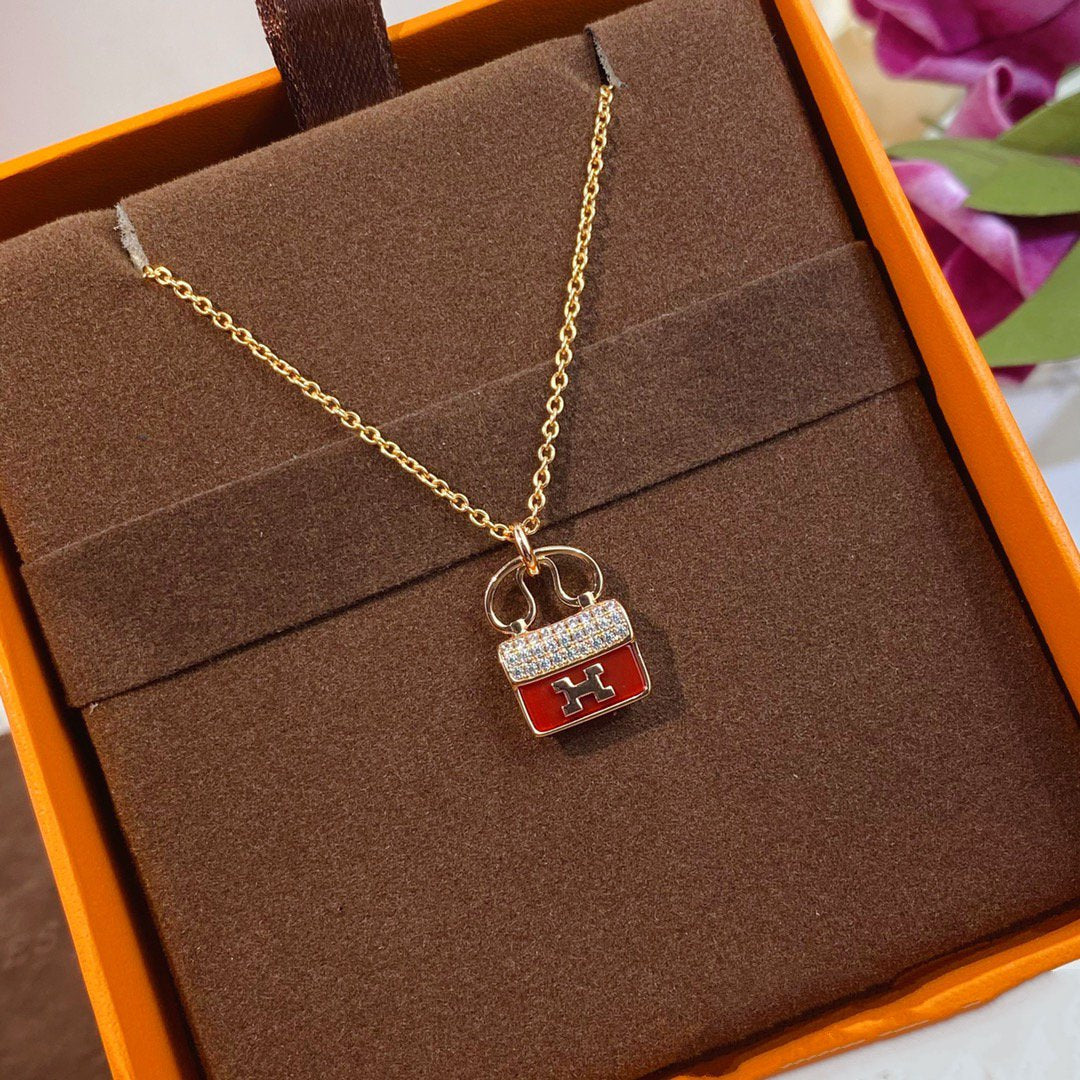 ¡®Lume Jewels¡¯CONSTANCE RED PEDANT PINK GOLD NECKLACE
