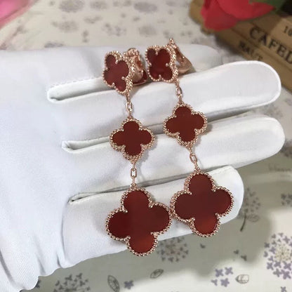 ¡®Lume Jewels¡¯CLOVER 3 MOTIF CARNELIAN DROP EARRINGS