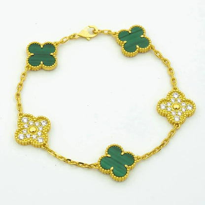 [Lume Jewels]New  CLOVER 5 MOTIF MALACHITE BRACELET COLLECTION