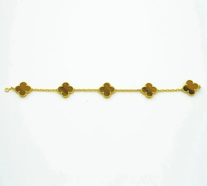 [Lume Jewels]New  CLOVER 5 MOTIFS TIGER EYE BRACELET COLLECTION