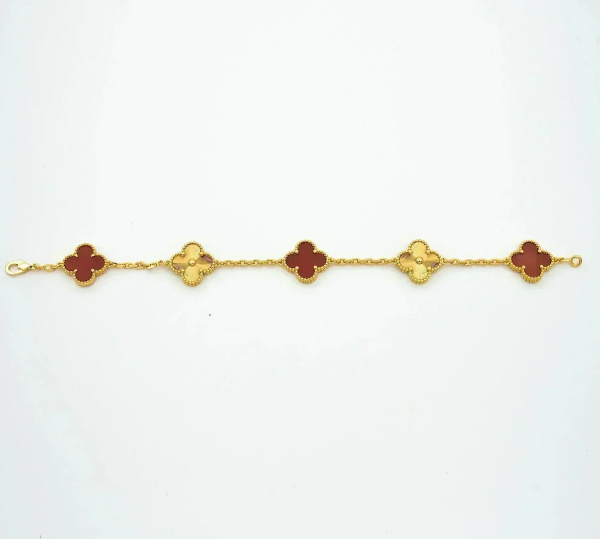 [Lume Jewels]New  CLOVER 5 MOTIF RED CORNELIAN BRACELET COLLECTION