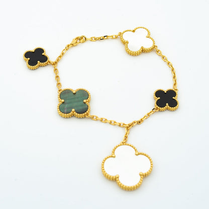 ¡®Lume Jewels¡¯CLOVER BRACELET 5 MOTIFS ONYX MOP