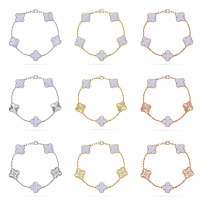 [Lume Jewels]New  CLOVER 5 MOTIF PURPLE CHALCEDONY BRACELET COLLECTION