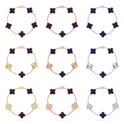 [Lume Jewels]New CLOVER 5 MOTIF PURPLE STRIPES BRACELET COLLECTION