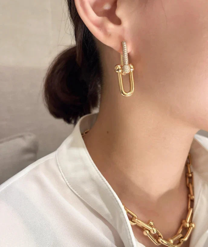 [Lume Jewels]TF HORSESHOE BUCKLE DIAMOND EARRINGS