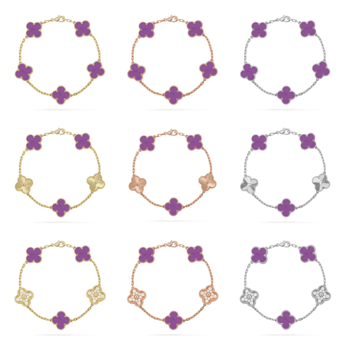 [Lume Jewels]New  CLOVER 5 MOTIF VIOLET BRACELET COLLECTION
