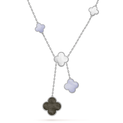 ¡®Lume Jewels¡¯CLOVER MOP CHALCEDONY NECKLACE SILVER 6 MOTIF