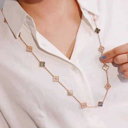 ¡®Lume Jewels¡¯CLOVER 20 MOTIFS DARK MOP DIAMOND  NECKLACE
