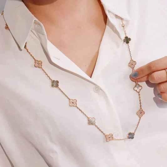 ¡®Lume Jewels¡¯CLOVER 20 MOTIFS DARK MOP DIAMOND  NECKLACE