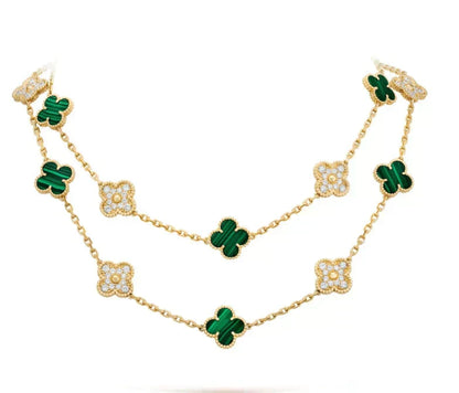 ¡®Lume Jewels¡¯CLOVER 20 MOTIFS MALACHITE DIAMOND NECKLACE