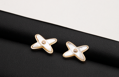 ¡®Lume Jewels¡¯JEUX DE WHITE MOP PINK GOLD DIAMOND EARRINGS