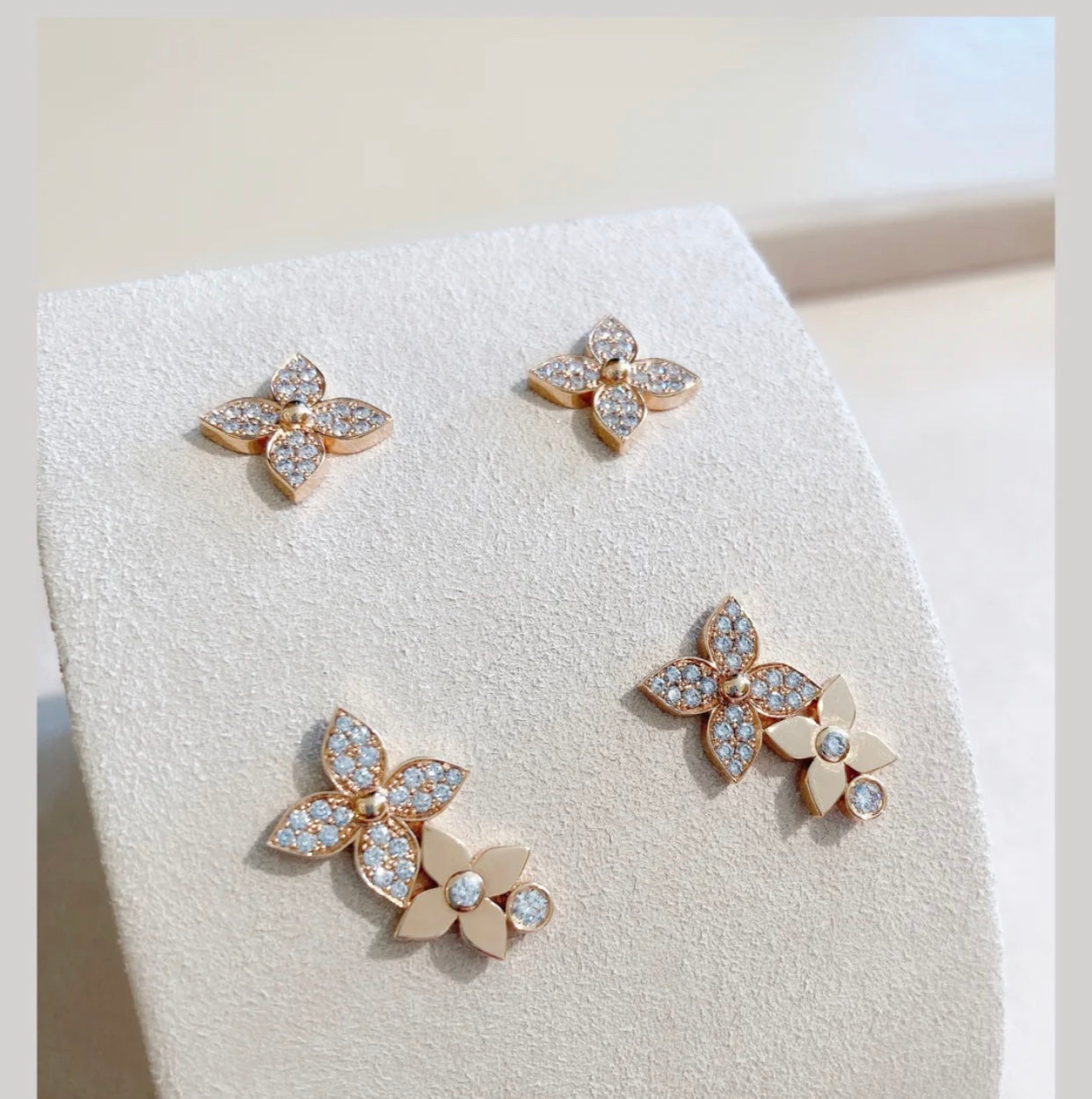 ¡®Lume Jewels¡¯STAR BLOSSOM STUD EARRINGS PINK GOLD DIAMONDS