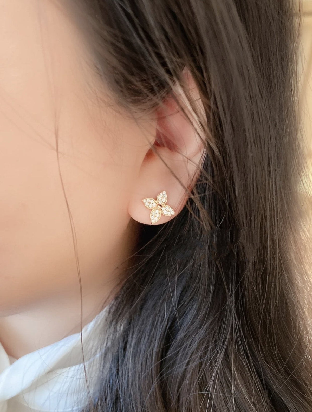¡®Lume Jewels¡¯STAR BLOSSOM STUD EARRINGS PINK GOLD DIAMONDS
