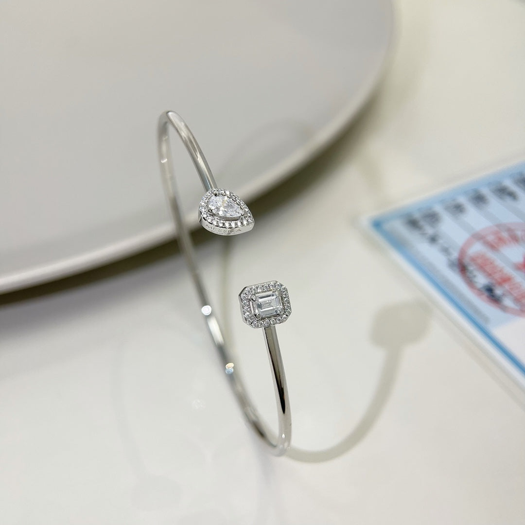 [Lume Jewels]JONC FLEX MY TWIN TOI & MOI SILVER DIAMOND BRACELET