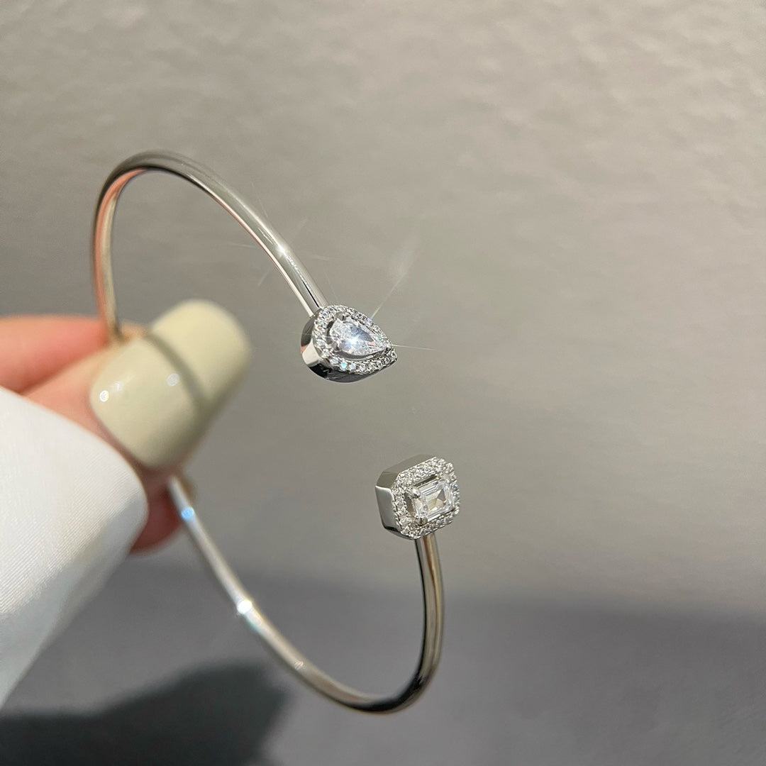 [Lume Jewels]JONC FLEX MY TWIN TOI & MOI SILVER DIAMOND BRACELET