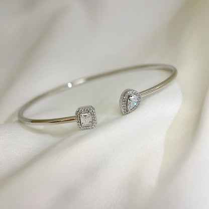 [Lume Jewels]JONC FLEX MY TWIN TOI & MOI SILVER DIAMOND BRACELET