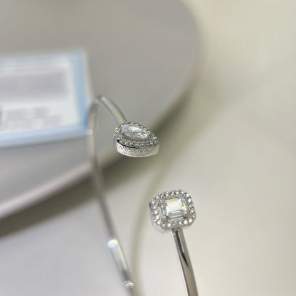[Lume Jewels]JONC FLEX MY TWIN TOI & MOI SILVER DIAMOND BRACELET