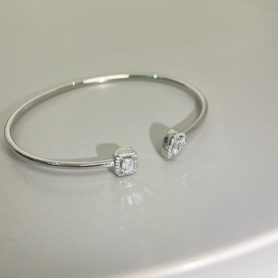 [Lume Jewels]JONC FLEX MY TWIN TOI & MOI SILVER DIAMOND BRACELET