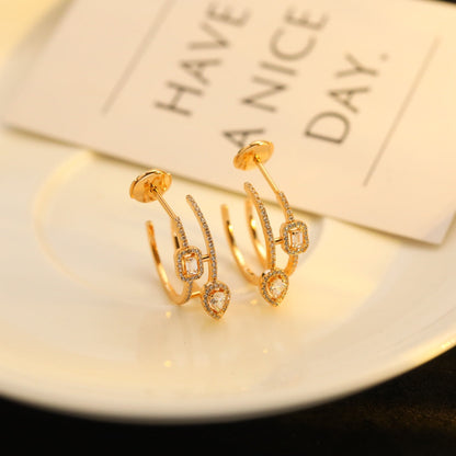 [Lume Jewels]CREOLES MY TWIN 2 RANGS SILVER DIAMOND EARRINGS