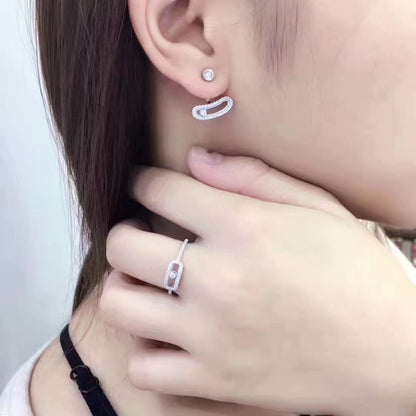[Lume Jewels]MOVE UNO SILVER DIAMOND EARRINGS