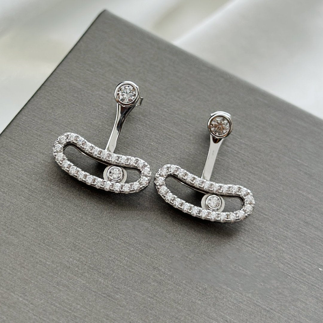 [Lume Jewels]MOVE UNO SILVER DIAMOND EARRINGS