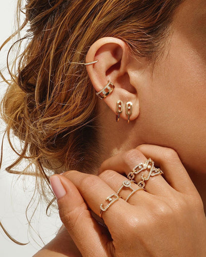 [Lume Jewels]CREOLES MOVE UNO MINI 1 DIAMOND EARRINGS
