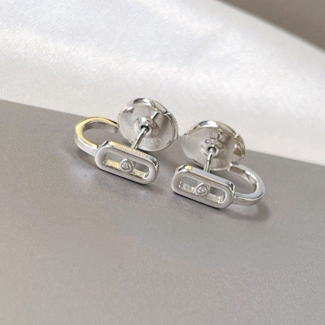 [Lume Jewels]CREOLES MOVE UNO MINI 1 DIAMOND EARRINGS
