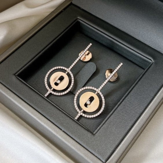[Lume Jewels]LUCKY MOVE ARROW PINK GOLD DIAMOND EARRINGS