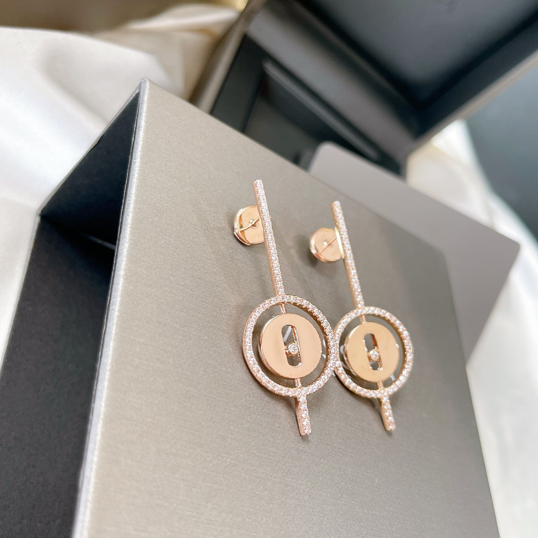 [Lume Jewels]LUCKY MOVE ARROW PINK GOLD DIAMOND EARRINGS